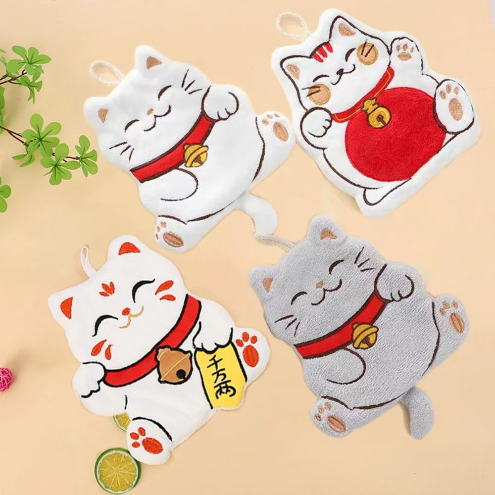 Cute Cartoon Cat Linen Hand Towels – Kitchen & Bathroom Kitchen Hand Towel Peaceful Pleasures Health and Wellness