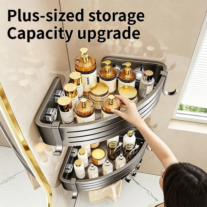 No-Drill Suction Cup Bathroom Corner Shelf Storage Rack