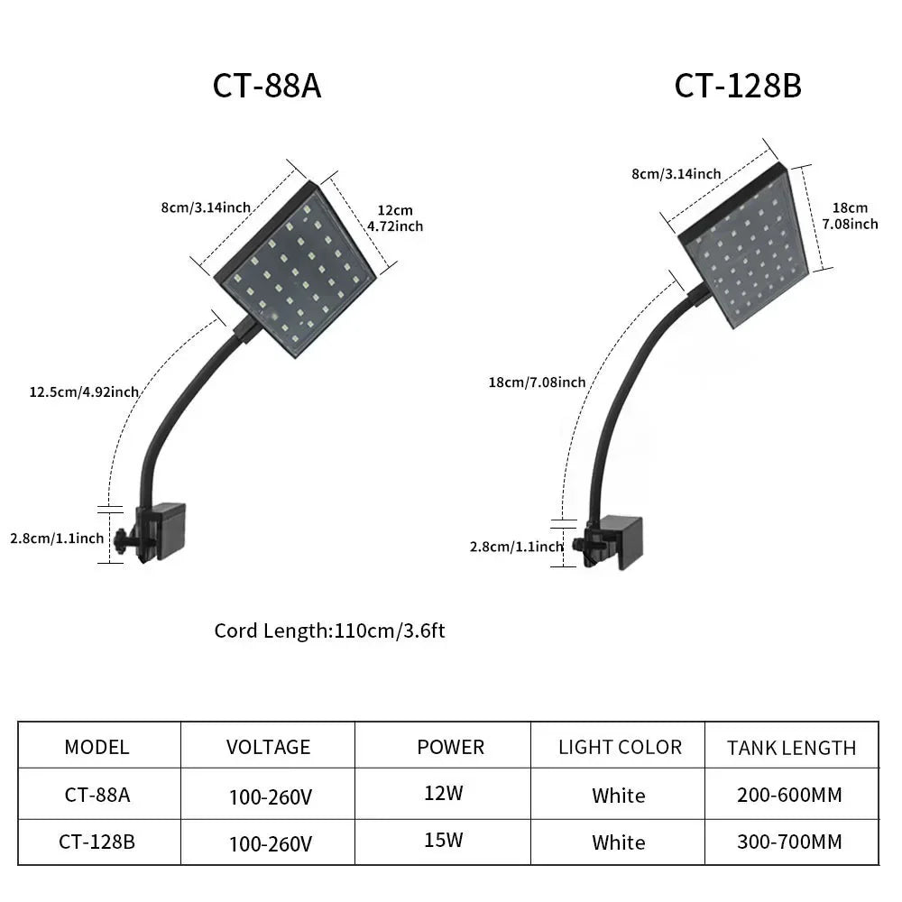 LED Clip-On Aquarium Light – Plant Grow Lamp with Lampshade