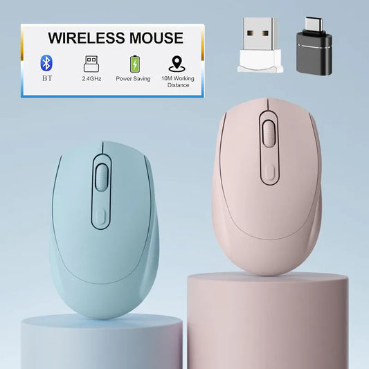Wireless Mouse Rechargeable Gamer Mouse Dual Modes Bluetooth-compatible 2.4G USB Mute Mice For Laptop Pad Tablet Macbook Mause Peaceful Pleasures Health and Wellness