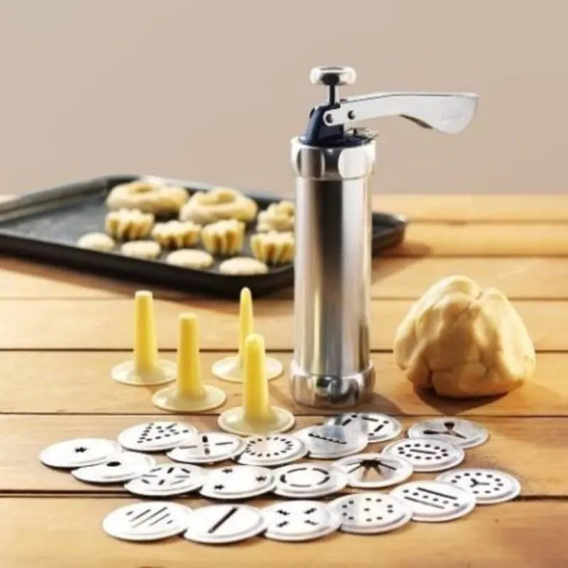 Cookie Press Stainless Steel Biscuit Extruder Press Cookie Gun Baking Kit Machine Set DIY Biscuit Press Maker Baking Tools Peaceful Pleasures Health and Wellness