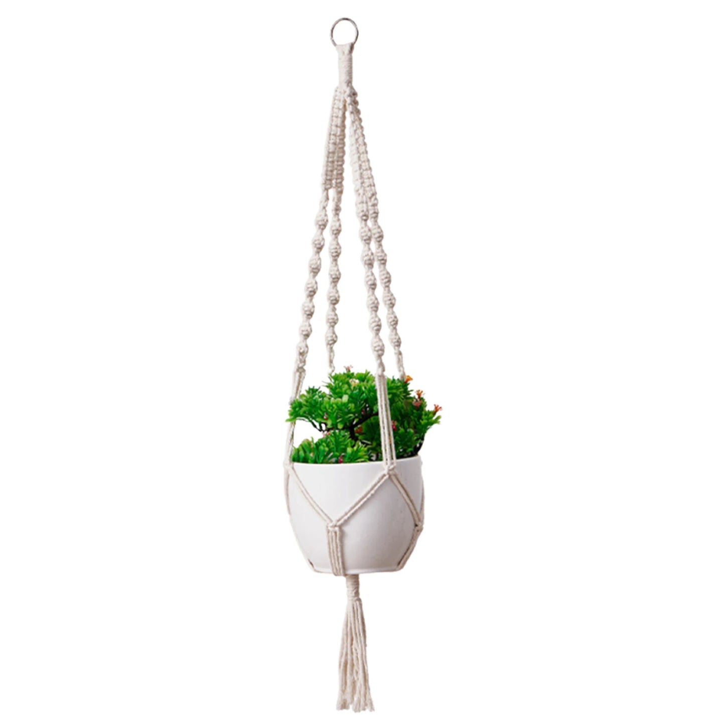 Decorative Flower Pot Holder with Tassels Flower Pot Baskets Hanging Net (Pots Not Included) for Indoor Outdoor Boho Home Decor Peaceful Pleasures Health and Wellness Cotton 94cm