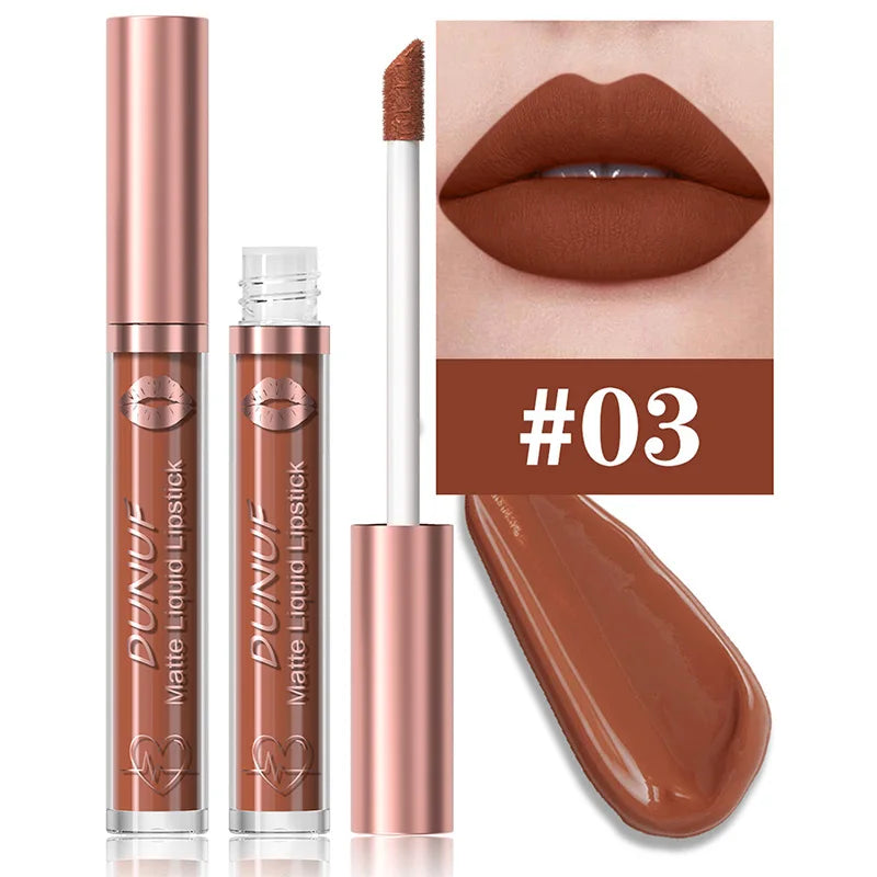 DUNUF 18-Color Matte Velvet Lipstick & Moisturizing Lip Gloss