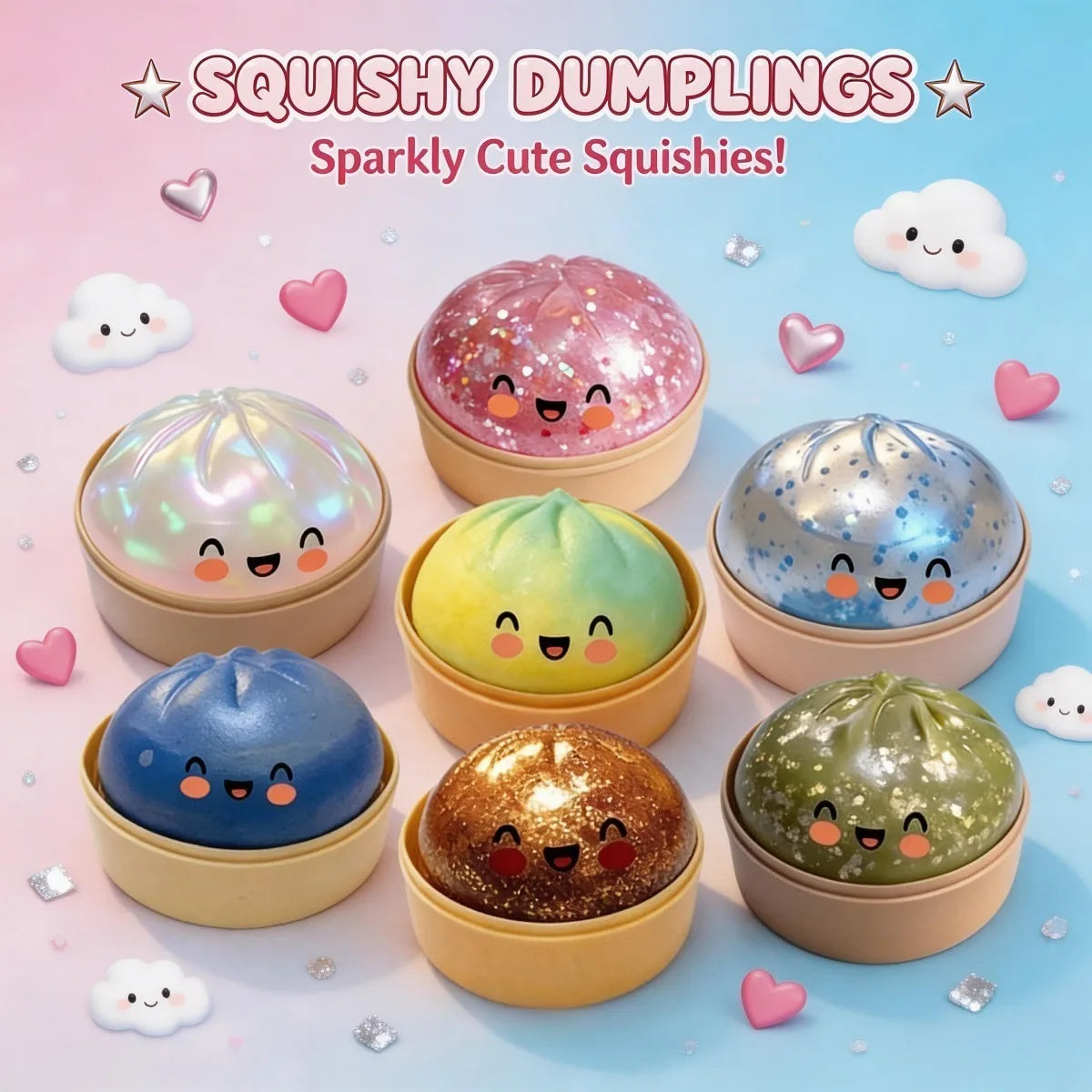 Crystal Bun Squeeze Toy – Slow Rising Squishy Fidget Kawaii