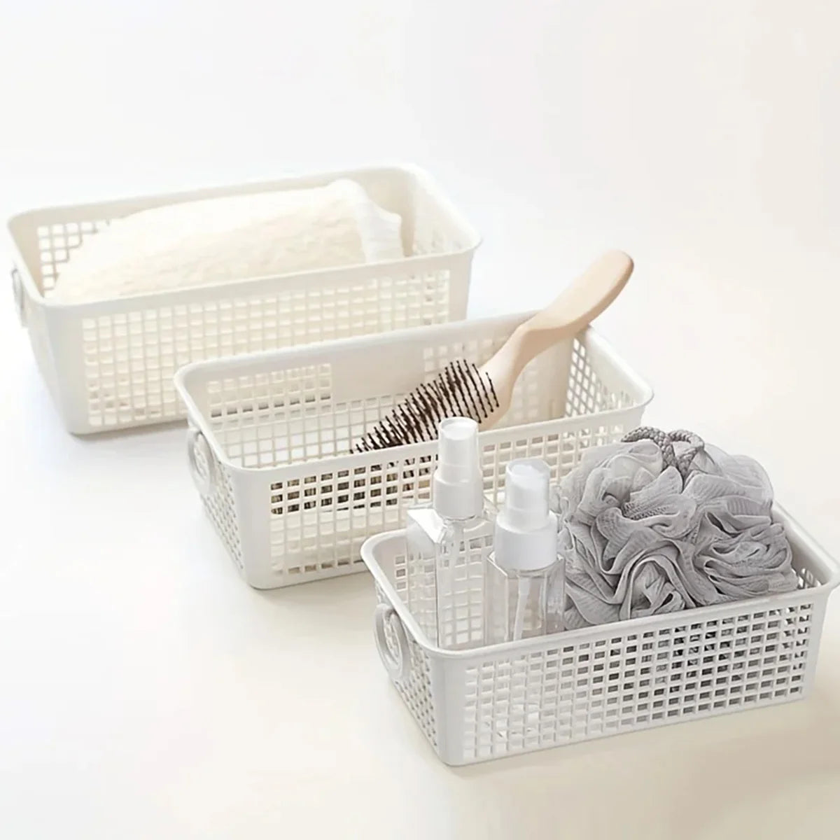 1 Piece Desktop Dual-Ear Storage Basket Snack Organizer with Hollow Rectangular Basket Plastic Storage Box Peaceful Pleasures Health and Wellness
