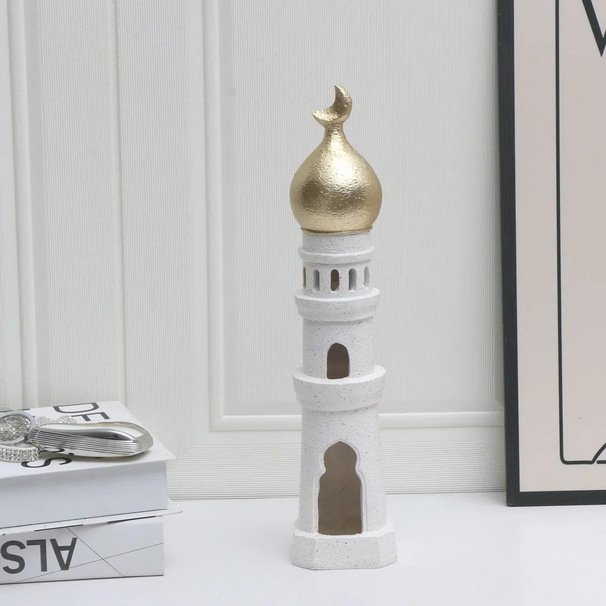 Middle Eastern Castle Moon Tower Resin Statue | Home Decor