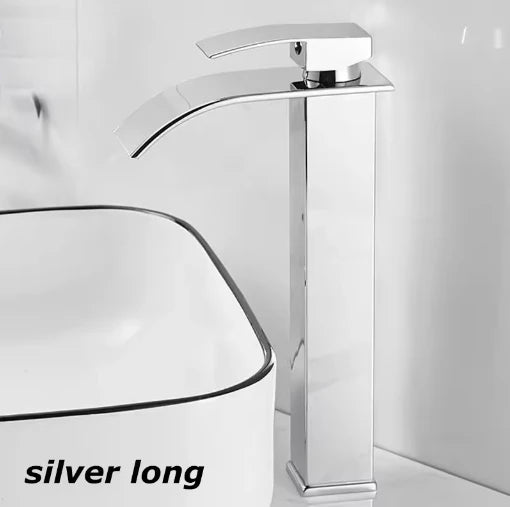 Black Stainless Steel Waterfall Basin Faucet | Hot & Cold