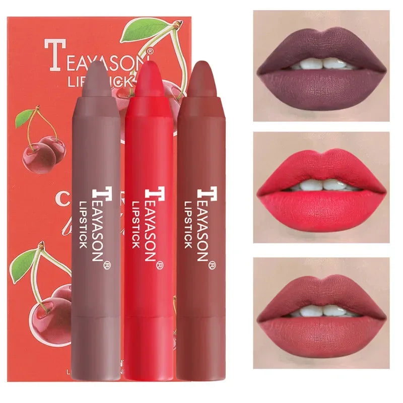 3-Piece Velvet Matte Lipstick Set – Waterproof Long-Lasting Color