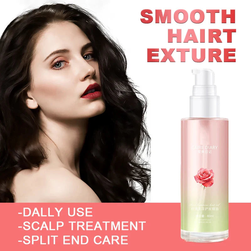 Rose Brightening Hair Essential Oil – Smooth Frizzy & Curly Hair