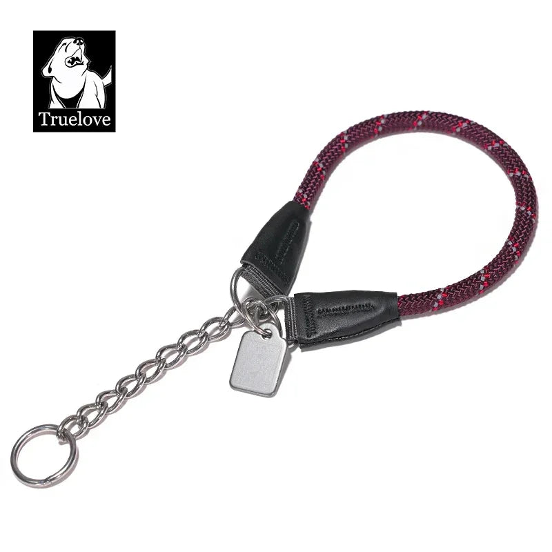 Truelove P-Chain Reflective Nylon Dog Collar TLC5373 Peaceful Pleasures Health and Wellness Wine red XXL China Mainland