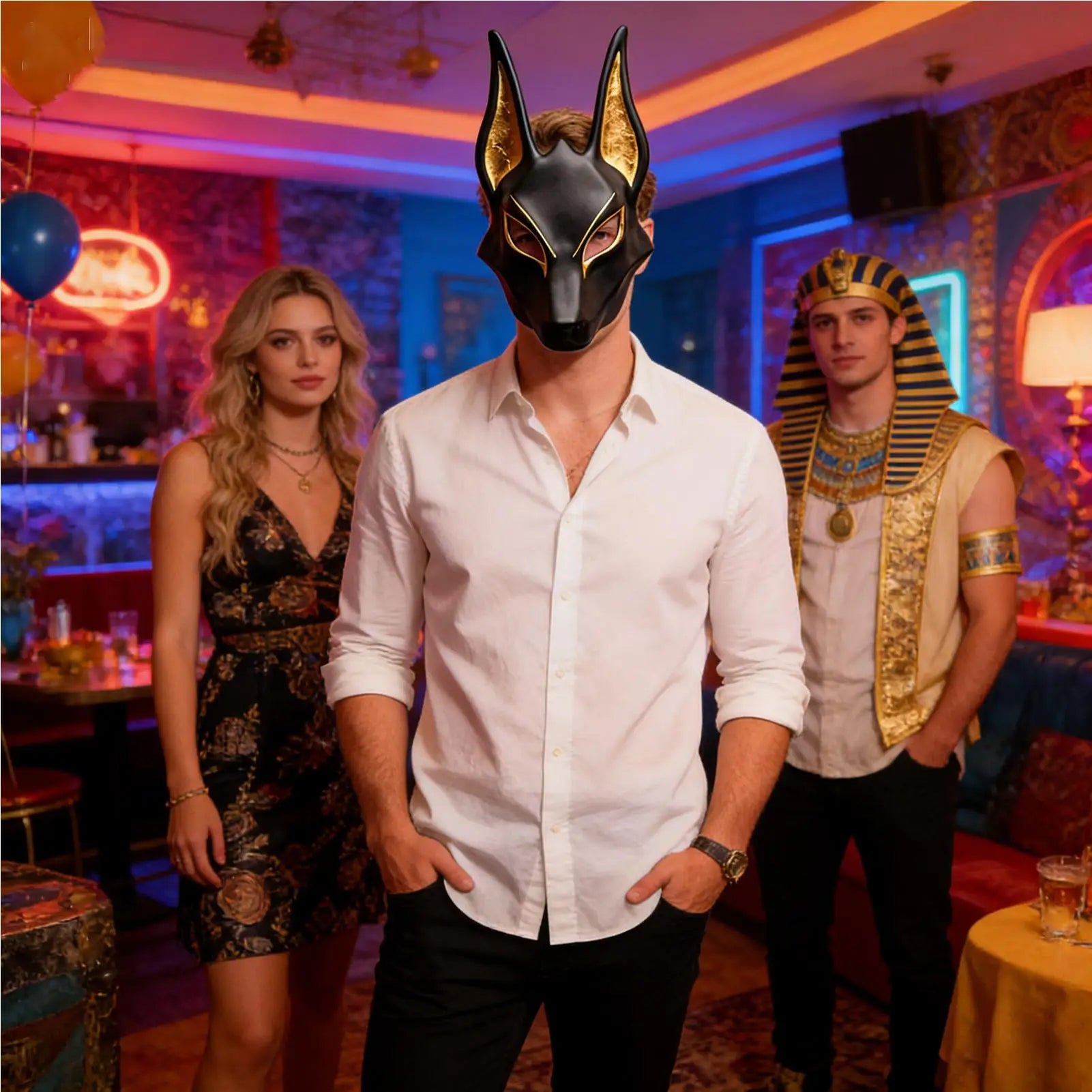 The Jackal God Masque Halloween Role Play Props Hand Painted Faux Gold Masquerade Masque For Holiday Masquerade Party Theater Peaceful Pleasures Health and Wellness