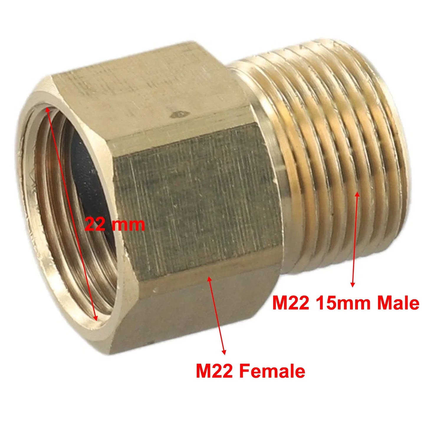 M22 15mm to 14mm Brass Pressure Washer Adapter | 4500 PSI
