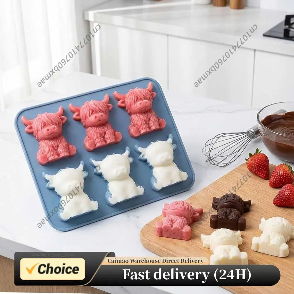 Silicone Mini Highland Cow Ice Cube Mould Easy To Demold Highland Cow Plaster Mould for Chocolate Candy Jelly Homemade Treats Peaceful Pleasures Health and Wellness