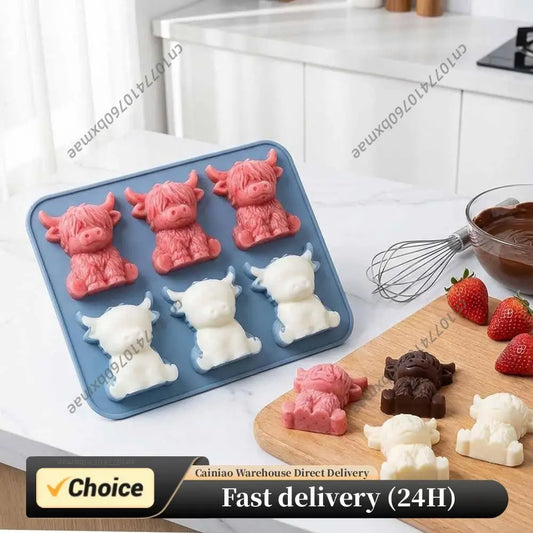 Silicone Mini Highland Cow Ice Cube Mould Easy To Demold Highland Cow Plaster Mould for Chocolate Candy Jelly Homemade Treats Peaceful Pleasures Health and Wellness