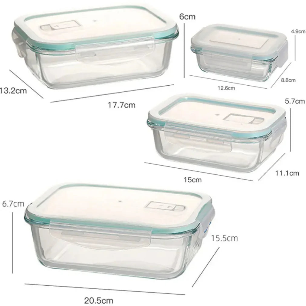 4-Piece Borosilicate Glass Food Storage Container Set | Microwave Safe