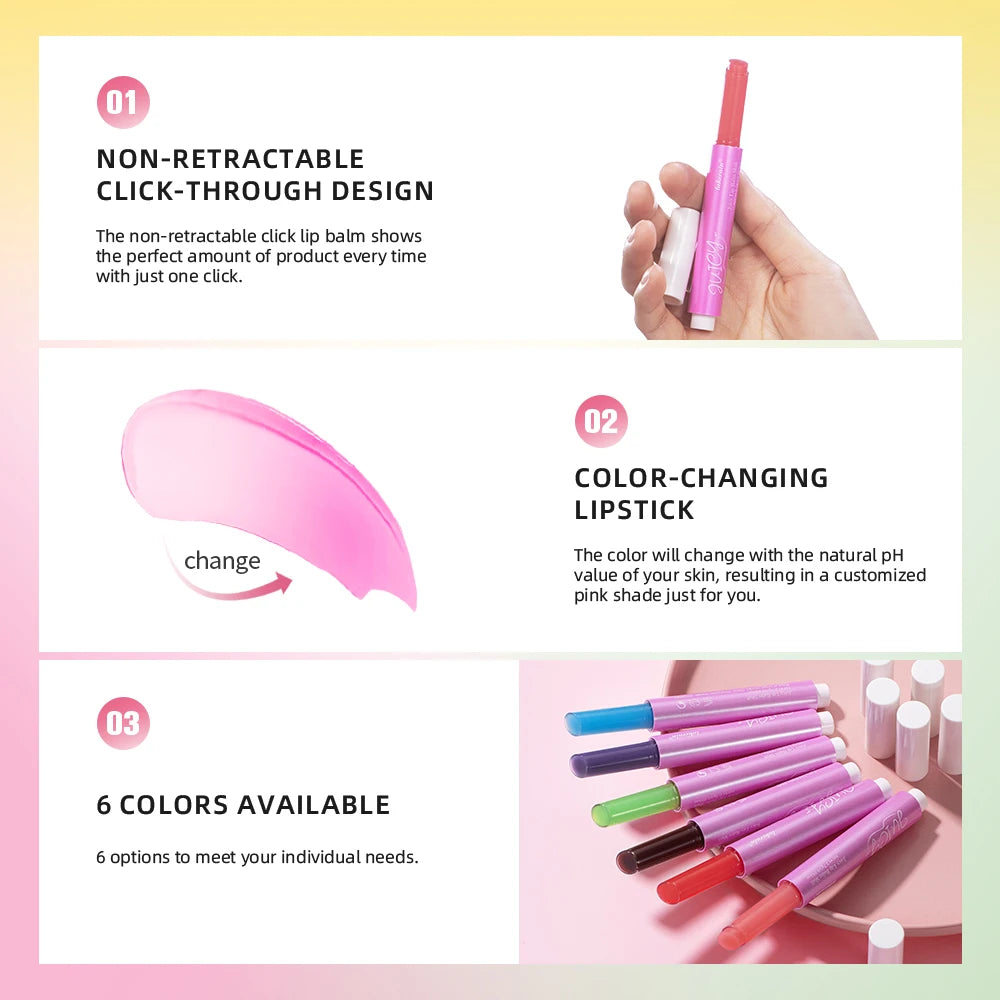 Color Change Juicy Lip Balm Shift Ph Color Changing Lip Balm Long Lasting Moisturizing Lipstick all change to pink lips makeup Peaceful Pleasures Health and Wellness