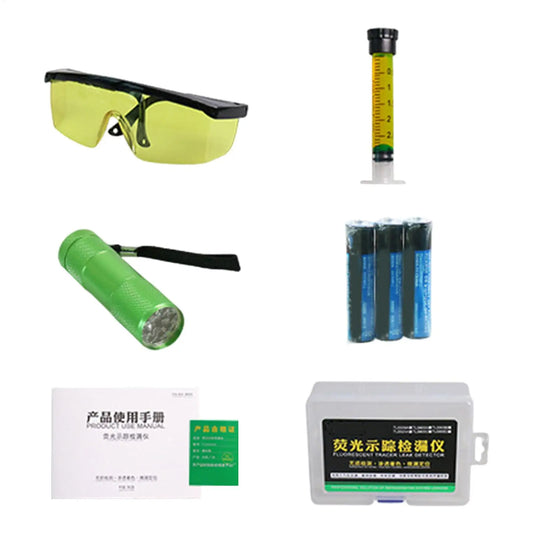 Auto Fluorescent Leak Detection Auto Air Conditioning R134a Refrigerant Gas Freons AC Leak Test Detector Repair Tool UV Dye Peaceful Pleasures Health and Wellness
