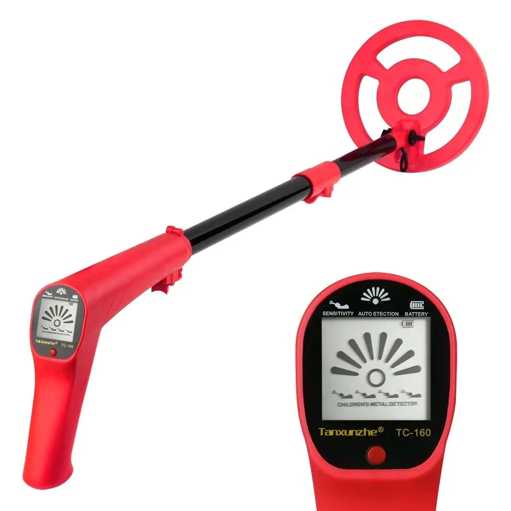 Kids Outdoor Educational Toy LCD Metal Detector 27.5"-37.8" Adjustable 6.5" Coil Peaceful Pleasures Health and Wellness Red