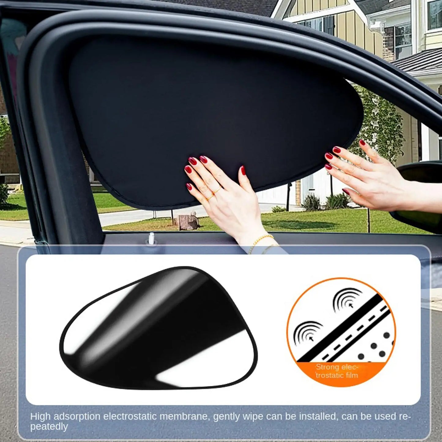 Car Side Window Sun Shade – Electrostatic UV Block Anti-Glare