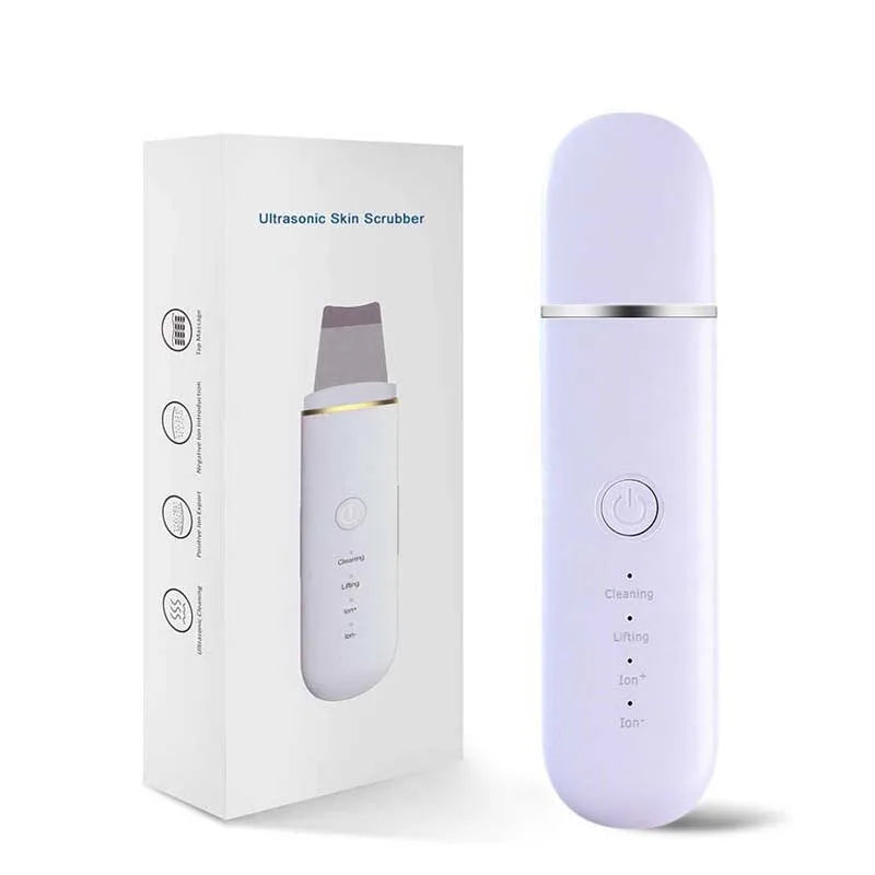 Ultrasonic Facial Skin Scrubber Deep Facial Cleaning Machine Removal Dirt Blackhead Face Skin Spatul Peaceful Pleasures Health and Wellness PURPLE