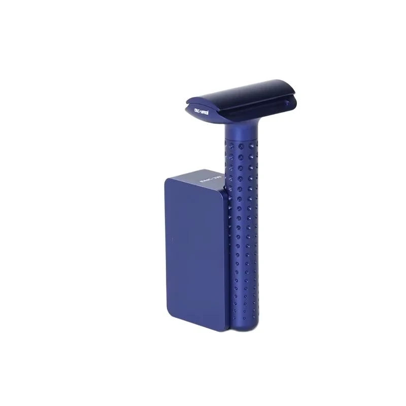 2026 Yaqi Sputnik Men's Safety Razor Dark Blue Aluminum Handle with Holder Classic Shaving Razor for Men Peaceful Pleasures Health and Wellness