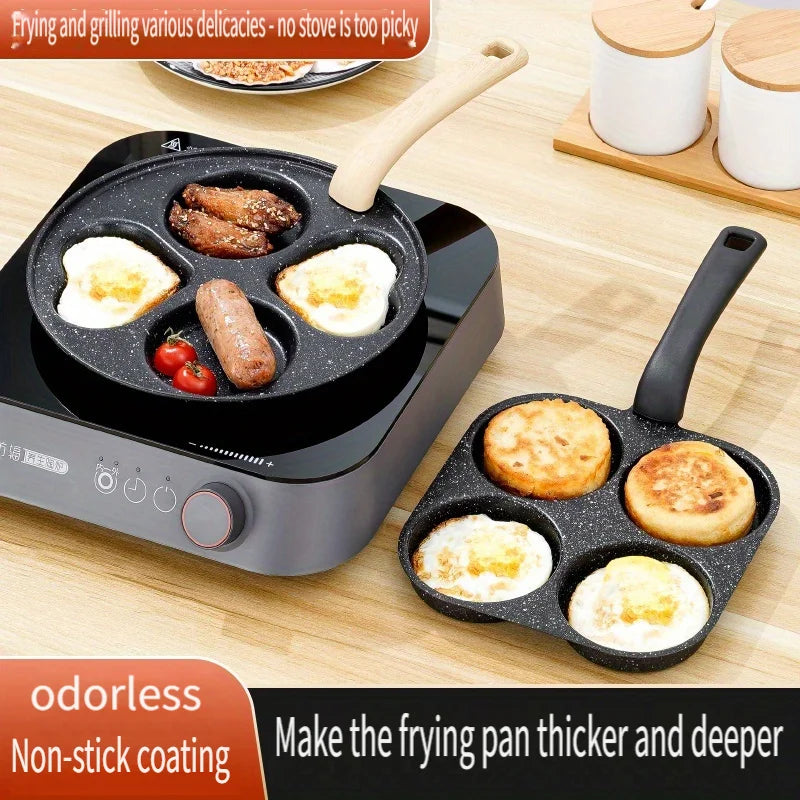 Non-Stick 4-in-1 Cast Iron Egg Cooker - Single Handle Frying Pan, Dishwasher Safe, Compatible with Electric Coil Stoves Peaceful Pleasures Health and Wellness