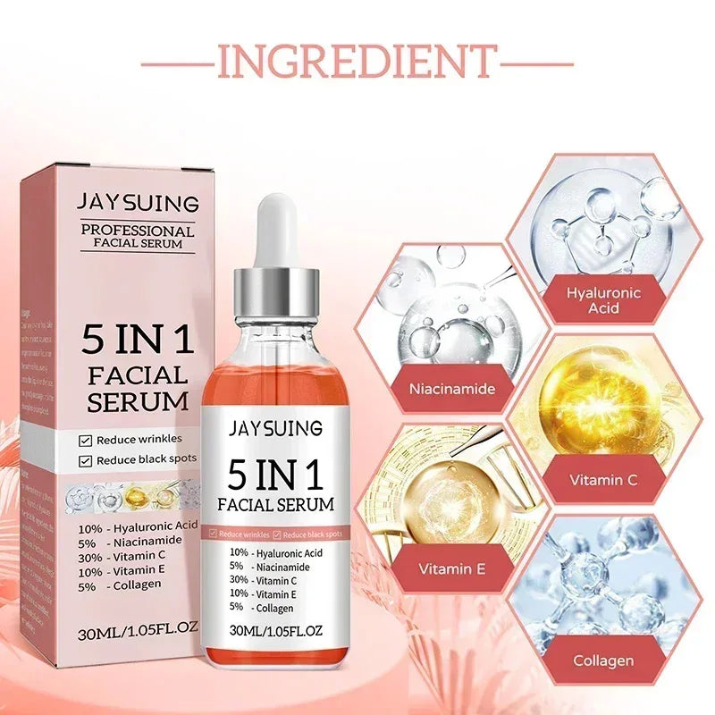 1/2/3/5 Box 5 In 1 Facial Serum Hyaluronic Acid Essence Moisturizing Rejuvenation Vitamin C Niacinamide Brightening Skin Care Peaceful Pleasures Health and Wellness