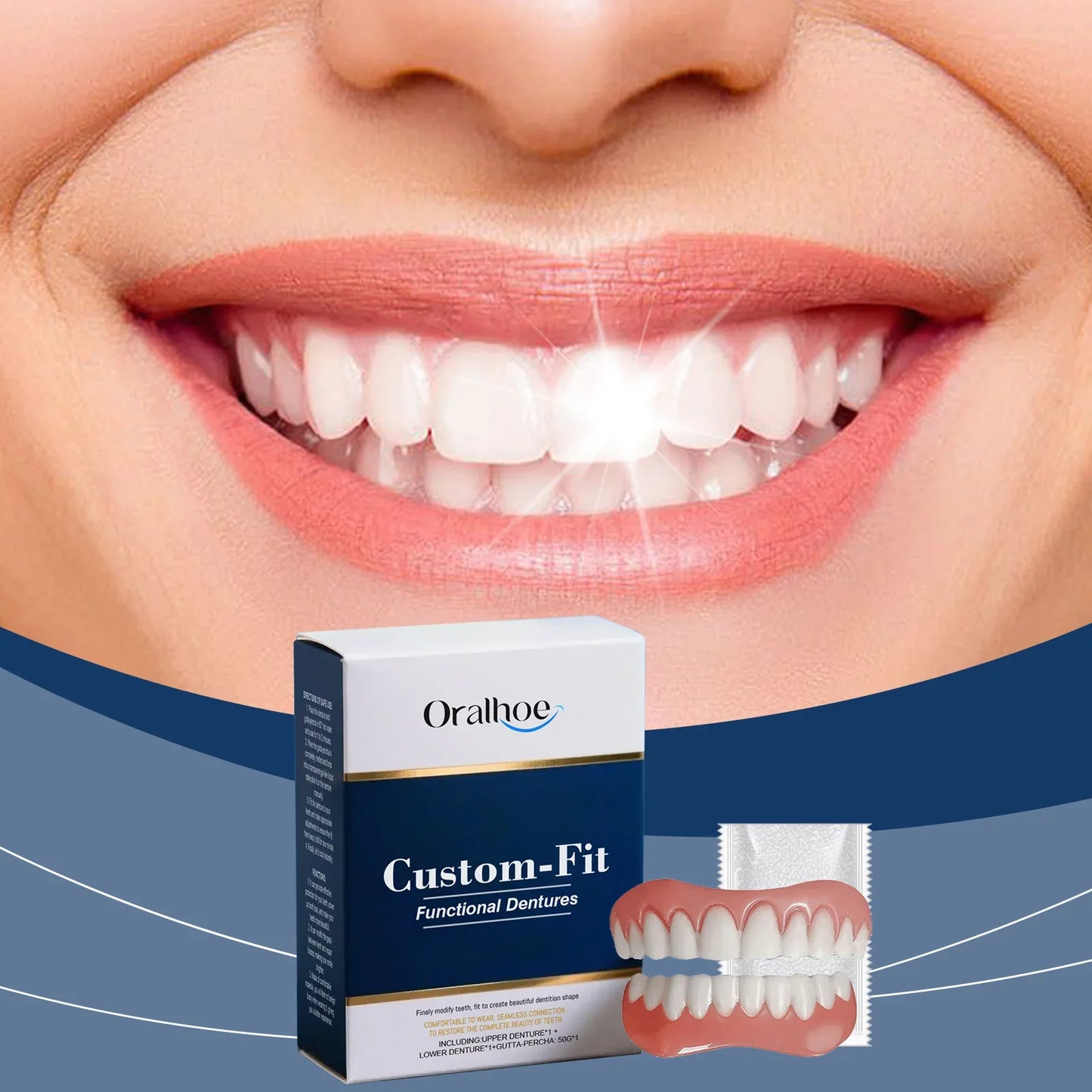 Silicone Temporary Denture Kit – Upper & Lower Set | Oral Care