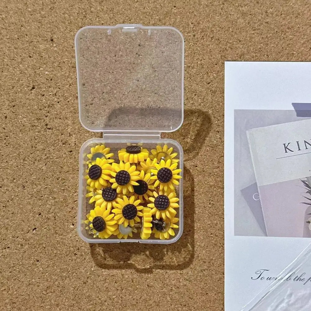 10/20/30/40/50Pcs Creative Sunflower Pushpins DIY Photo Wall Decor Colored Flower Push Pins Reusable Cute Board Push Pin Peaceful Pleasures Health and Wellness