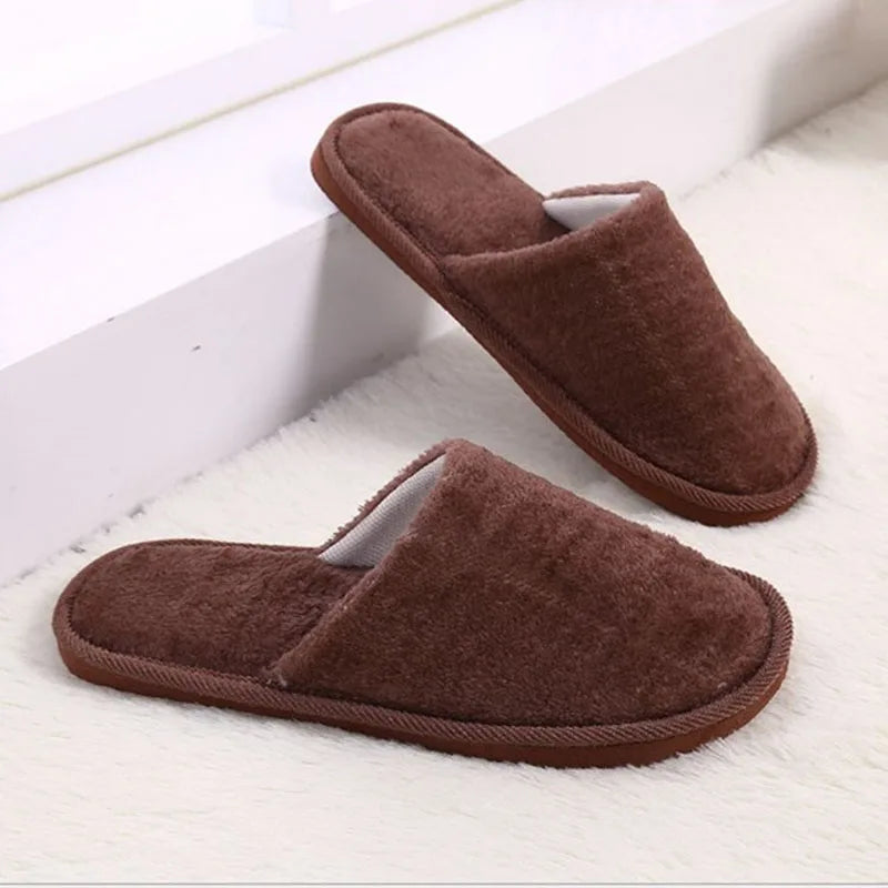 Men's Plush Non-Slip House Slippers | Soft Cotton Indoor Shoes