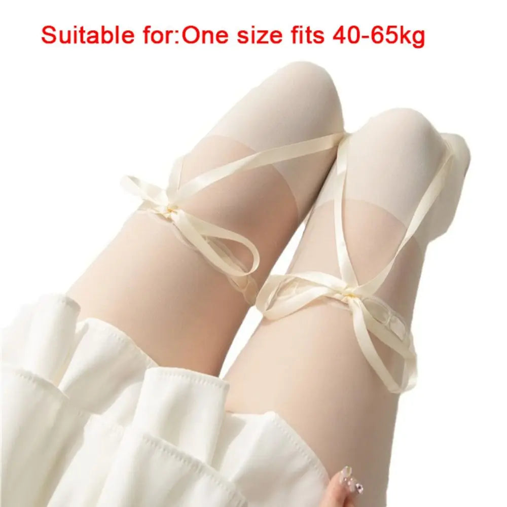 Women's Bowknot High Waist Hollow Pantyhose Thin Tights