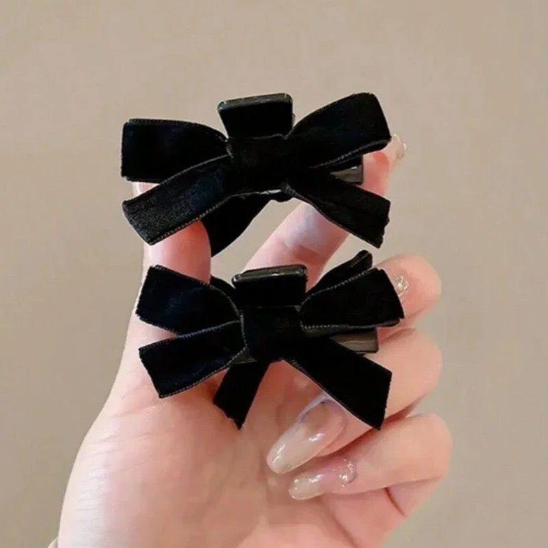 2pcs Black Bow Mini Claw Clips Vintage Velvet Hair Barrettes for Women Autumn Winter Princess Hair Accessories Peaceful Pleasures Health and Wellness black2pcs