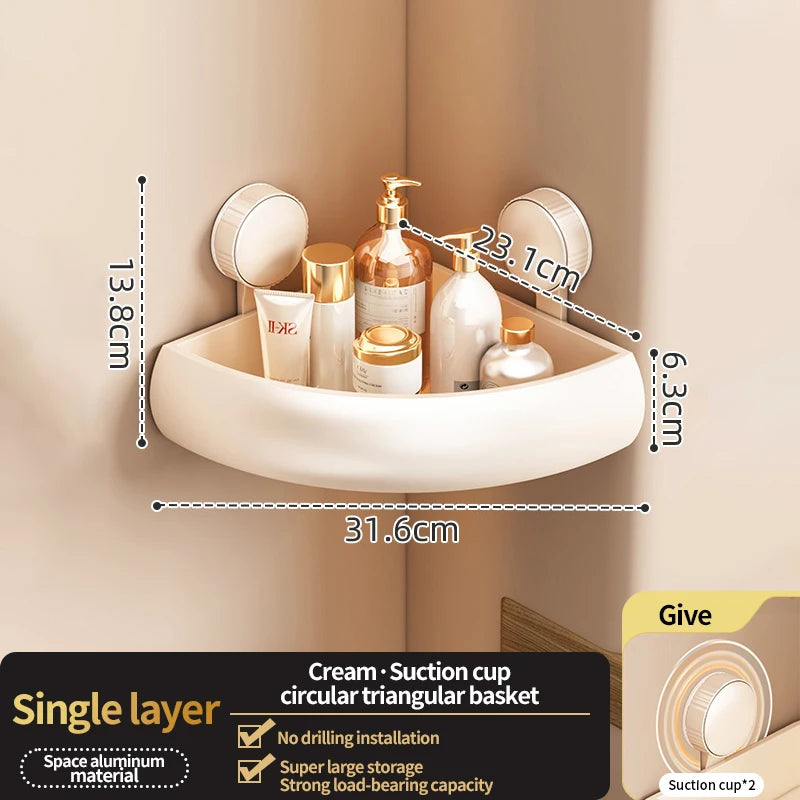 No-Drill Corner Shower Shelf | Suction Bathroom Organizer