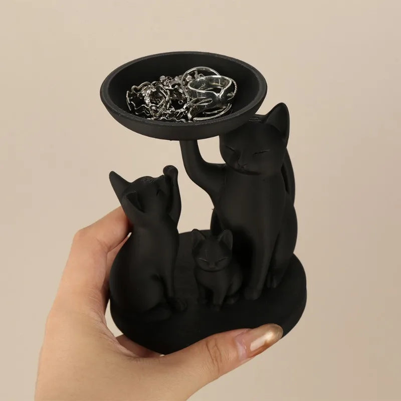 3D Printed Black Cat Storage Tray Set of 3 | Jewelry & Keys