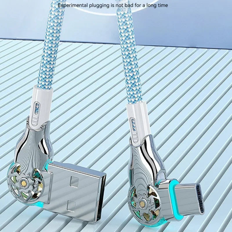 180° Rotatable USB-A to USB-C Fast Charging Braided Cable Peaceful Pleasures Health and Wellness