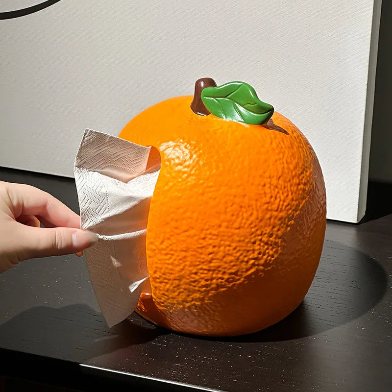 Cute Orange Tissue Box, Household Living Room Tissue Dispenser, Tabletop Decorative Ornament, Cartoon Napkin Tissue Storage Box Peaceful Pleasures Health and Wellness