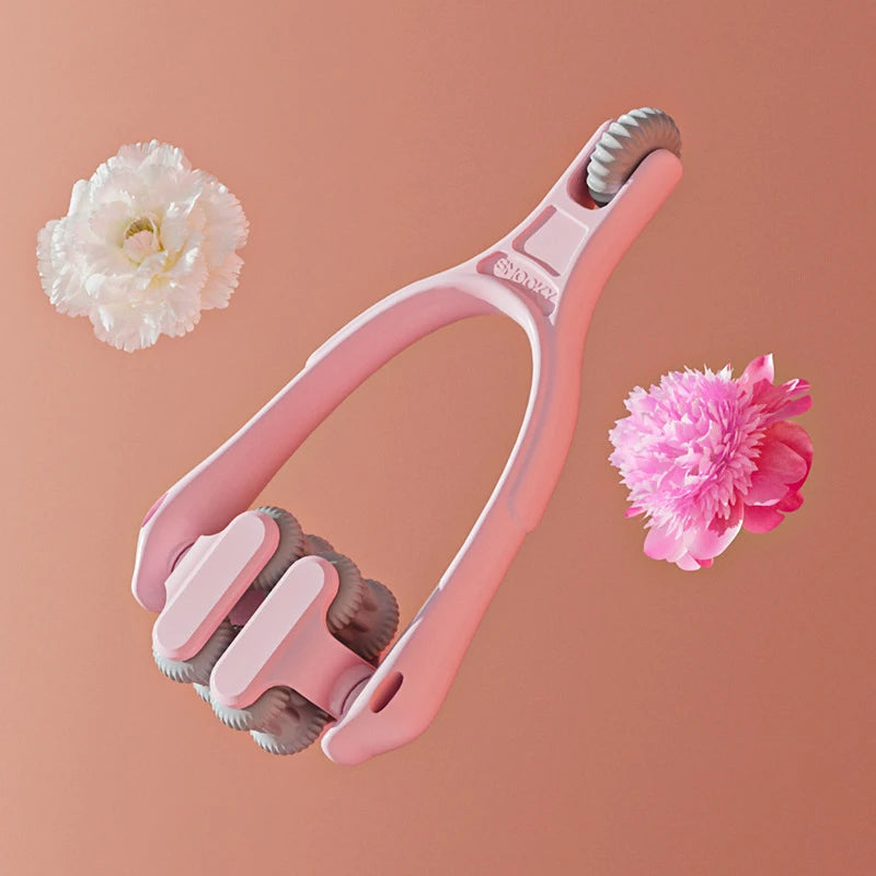 Finger Massager Dual-Row Roller Design Easy Use Relieve Finger Fatigue Portable Finger Joints Massager With Elastic Handle Peaceful Pleasures Health and Wellness Pink