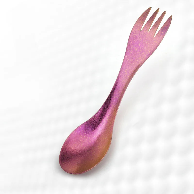 Pure Titanium Spork – Ultralight Camping Fork & Spoon Utensil Camping Spork Utensil Peaceful Pleasures Health and Wellness red
