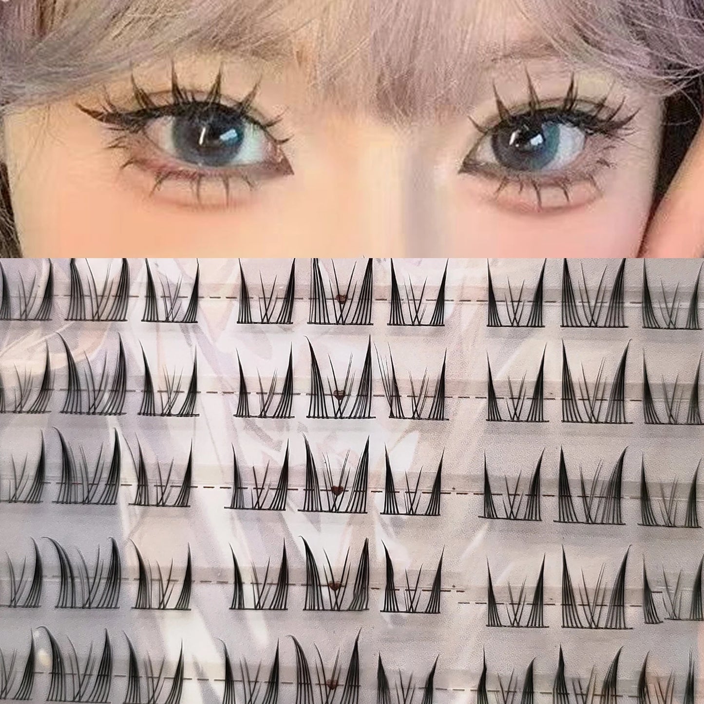 Lazy Cat Series Elf Large Capacity Eyelash Book Natural Long Curled Thin Stem Segmented False Eyelashes Devil Manga Lashes Peaceful Pleasures Health and Wellness