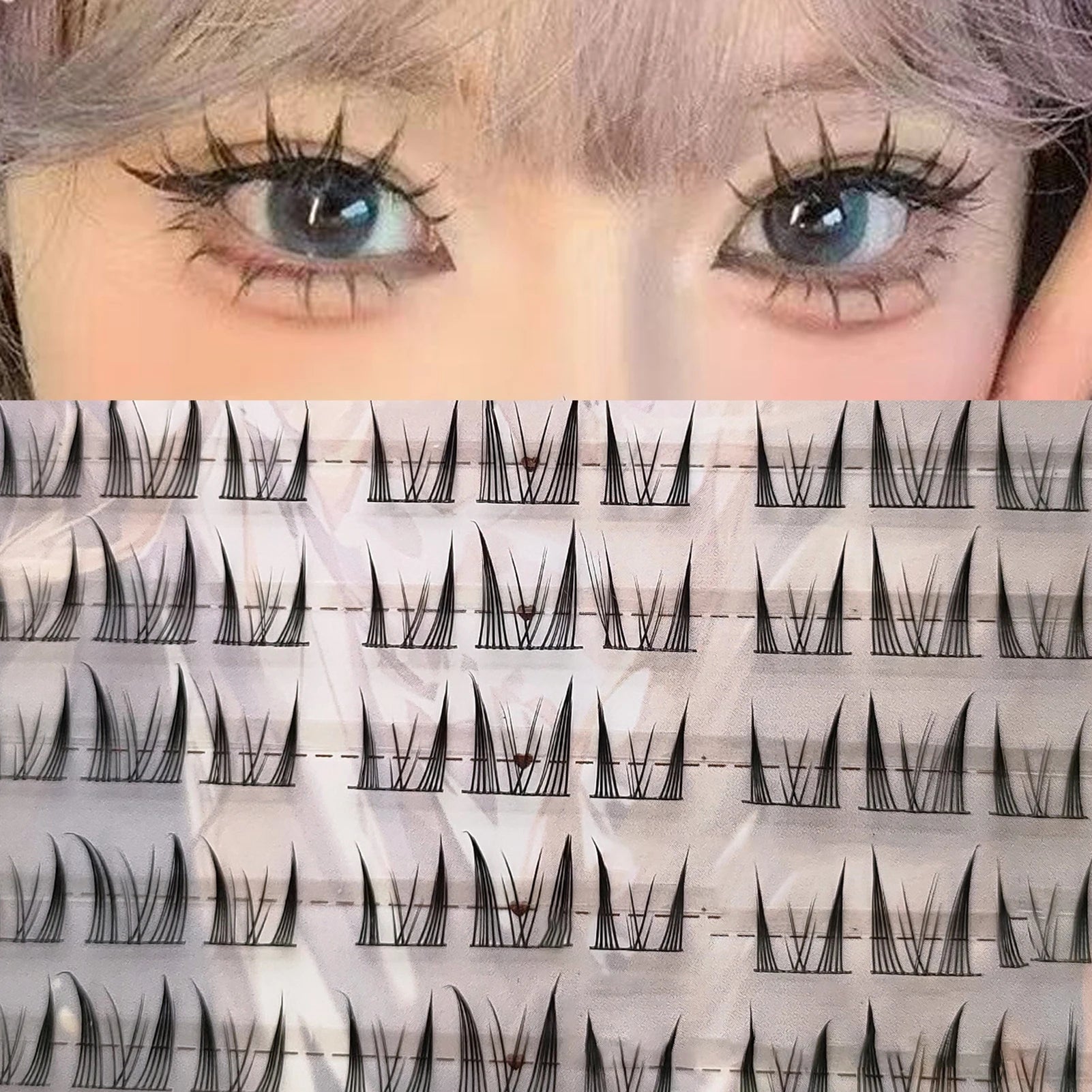 Lazy Cat Series Elf Large Capacity Eyelash Book Natural Long Curled Thin Stem Segmented False Eyelashes Devil Manga Lashes Peaceful Pleasures Health and Wellness