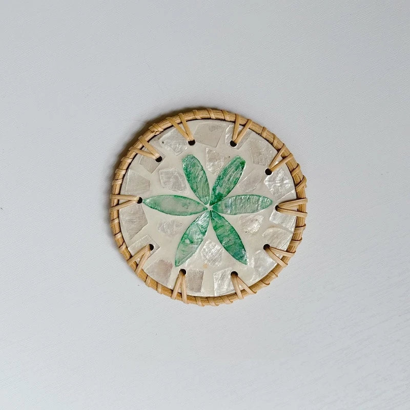 Handmade Rattan Coaster | Colorful Woven Table Mat 10cm