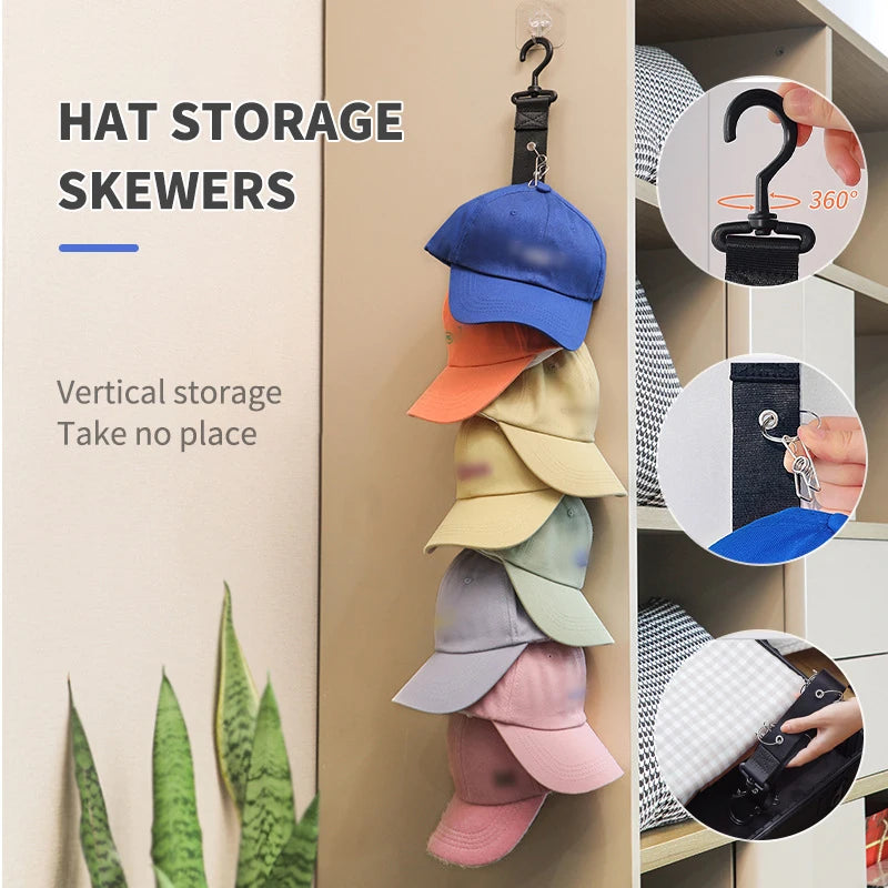 Rotating Hanging Rope Organizer - No Drill Closet Hat Rack for Dorm, Vertical Space Saver with 8 Hooks Peaceful Pleasures Health and Wellness