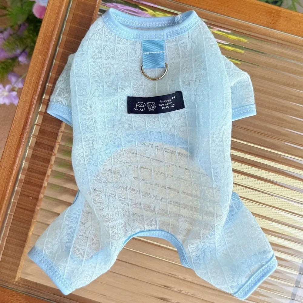Breathable Mesh Dog Cooling Jumpsuit | Flower Print Sun Cover