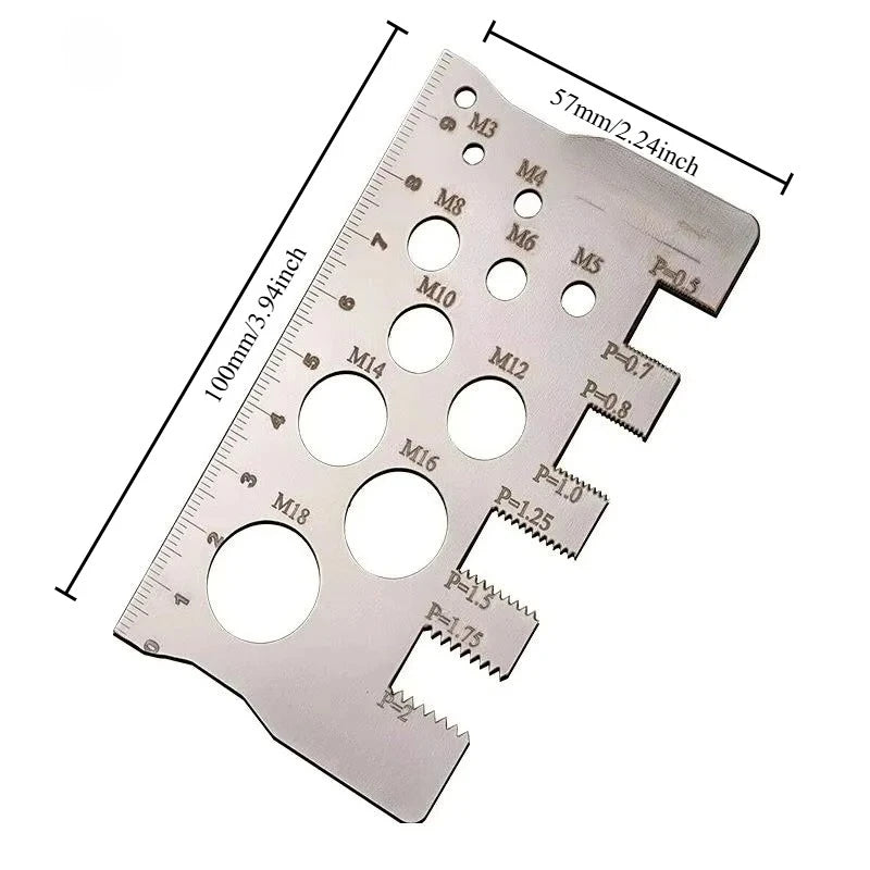 Stainless Steel Screw Thread Pitch Gauge | L-Shape Metric Ruler