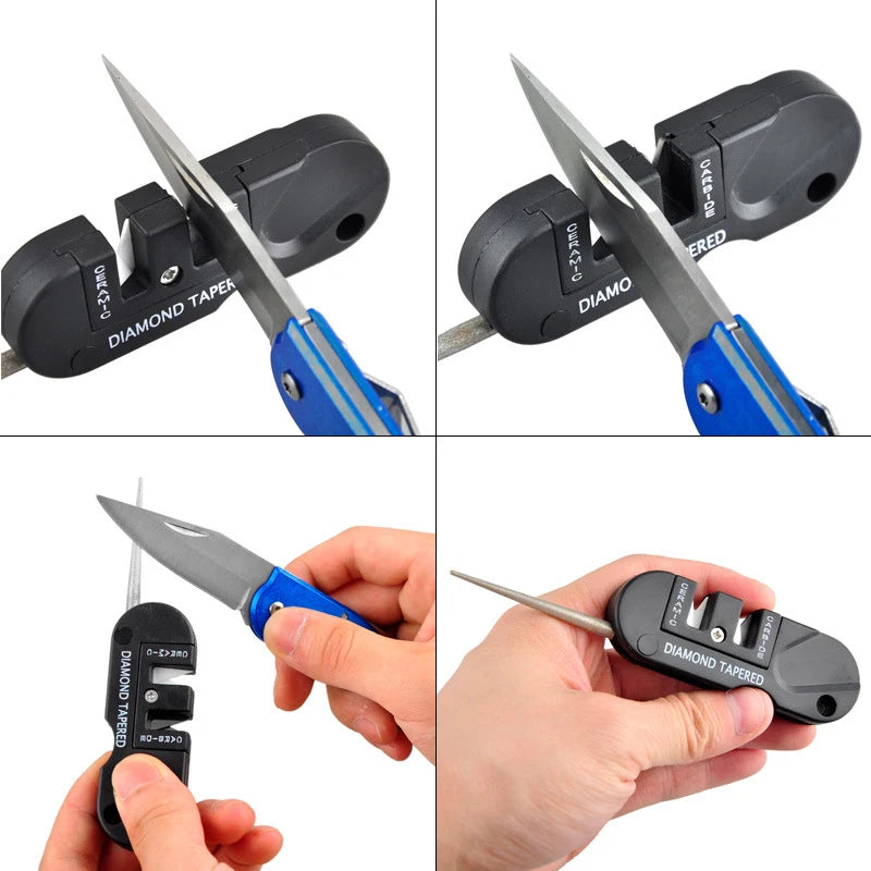 4-in-1 Portable Knife Sharpener – Tungsten & Ceramic Rod