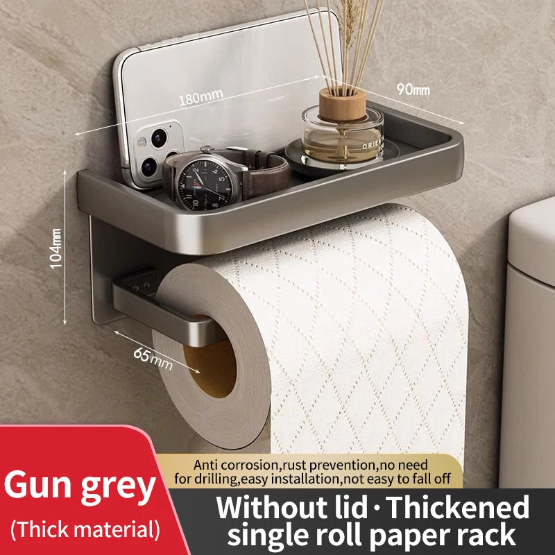 No-Drill Double Layer Toilet Paper Holder & Shelf | YUNJIEYA