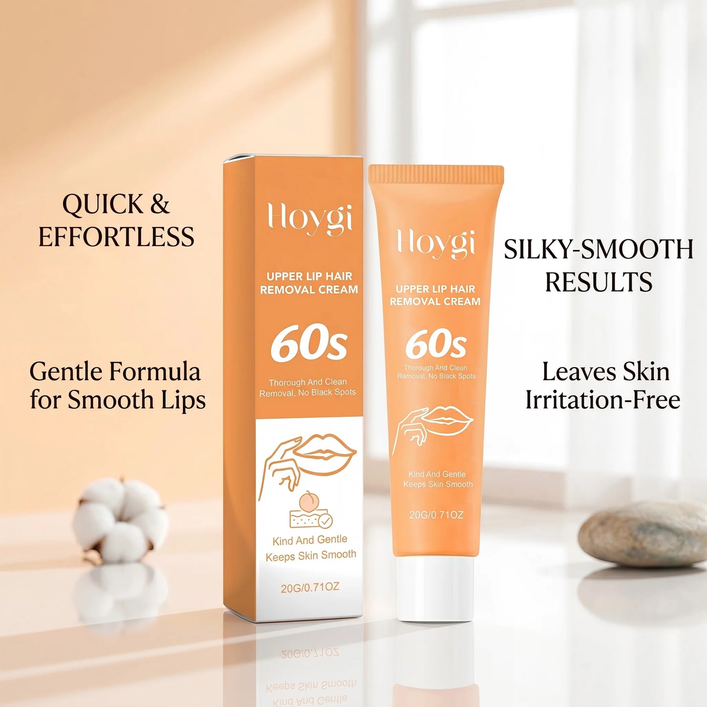 Upper Lip Hair Removal Cream Painless Hair Growth Inhibitor Facial Hair Remover for Women Smooth Upper Lip Skin Depilatory 20g Peaceful Pleasures Health and Wellness