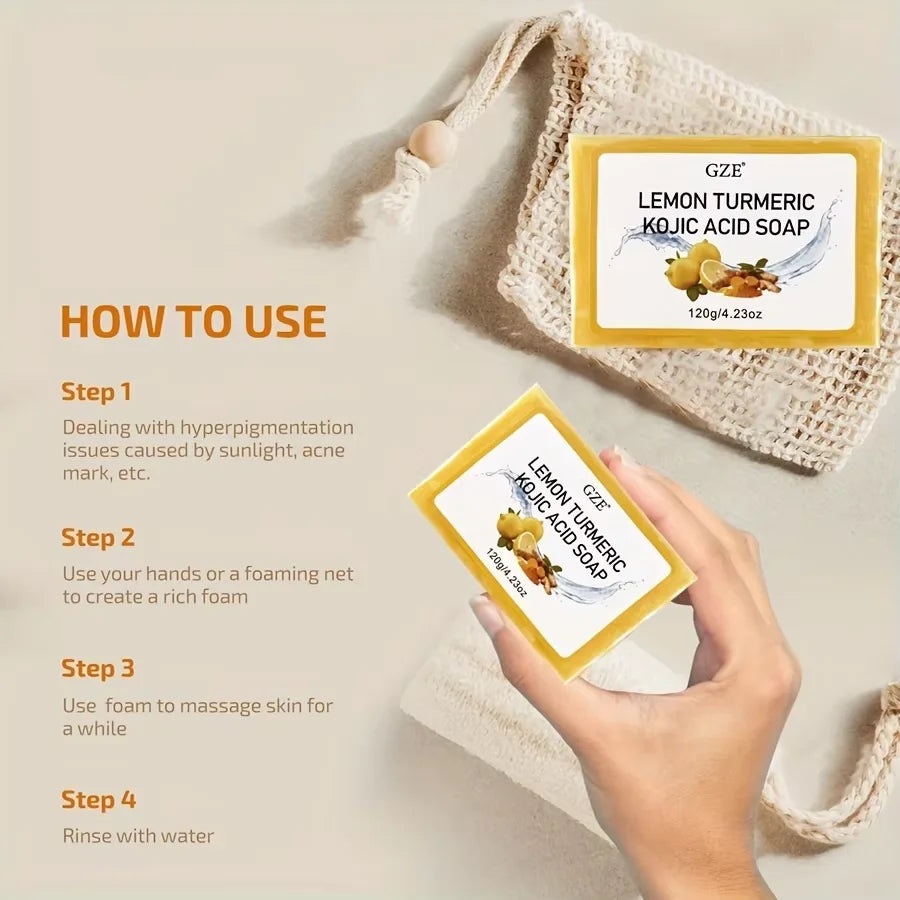 GZE Kojic Acid Soap Lemon Turmeric Shea Butter – 5 Pack