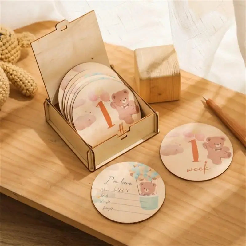 Bear Baby Milestone Cards | Newborn Growth Photo Card Set