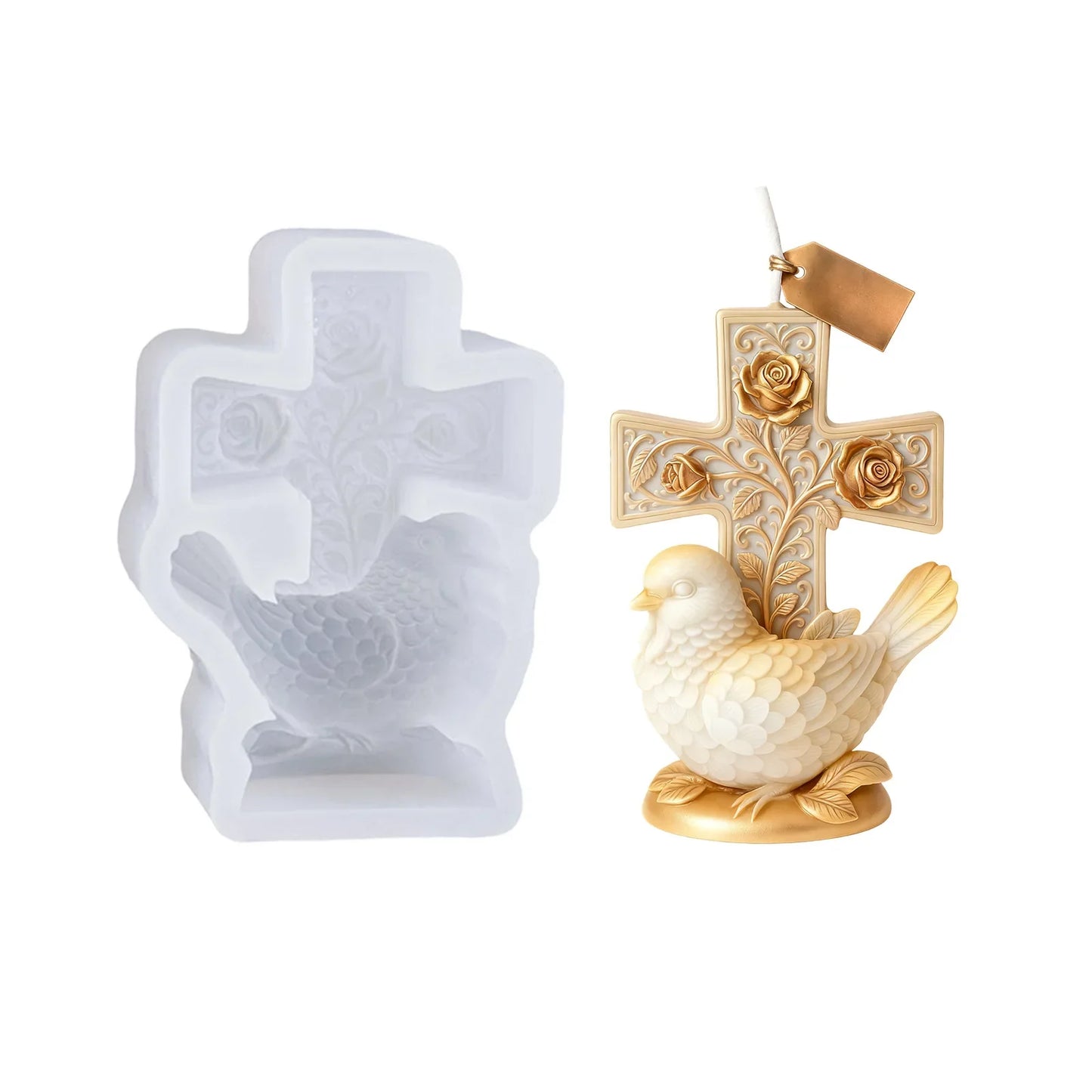 Cross & Dove Silicone Craft Mold – DIY Candle, Soap & Resin